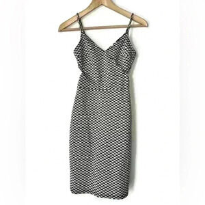 H&M Womens Black  and White Cross Wrap Bust Diamond Pattern Bodycon Dress XS